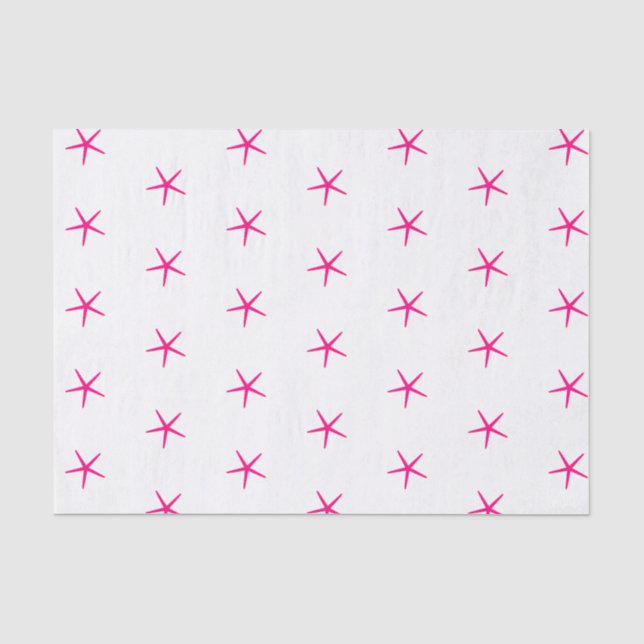 Papier Mousseline Motifs d'étoiles de mer Rose Blanc Plage Nautique  (Recto)