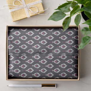 Papier Mousseline Motifs tribaux chics noirs et violets ikat