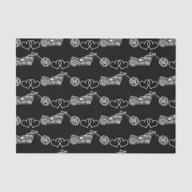 Papier Mousseline Moto Silver Black Motorcycle Bike Personnalisé (Recto)