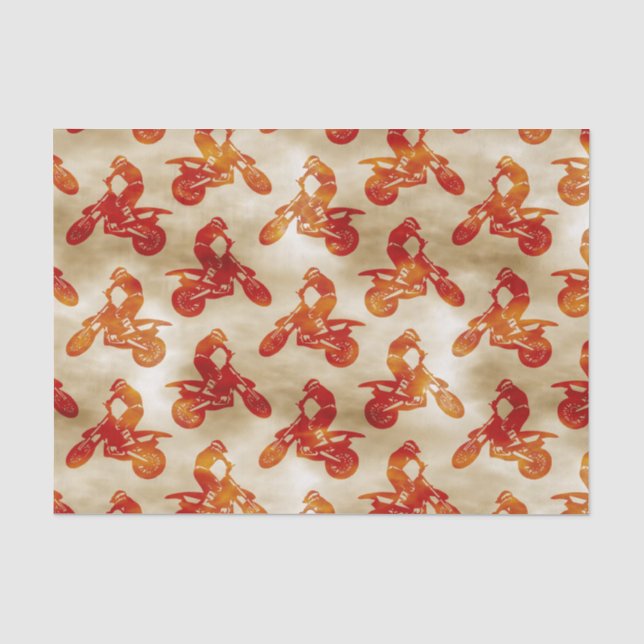 Papier Mousseline Motocross Love Motorcycle Motif Biker Orange (Recto)