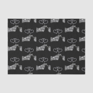 Papier Mousseline Motocyclette noire argentée moto personnalisée pou