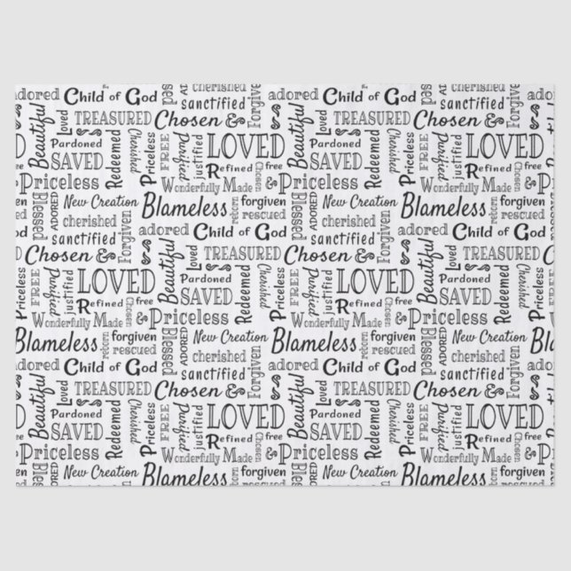 Papier Mousseline Mots chrétiens d'affirmation (Recto)