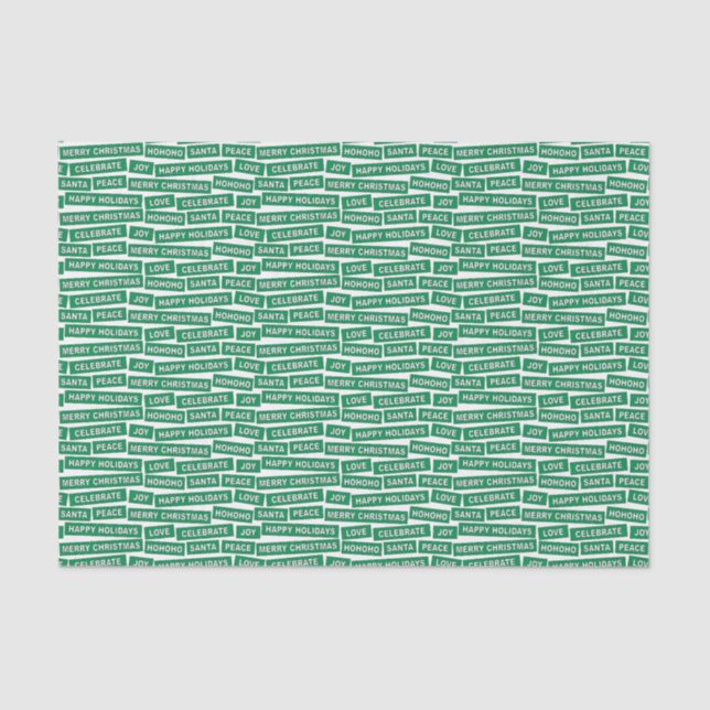 Papier Mousseline Mots de Noël Livre vert et blanc (Recto)