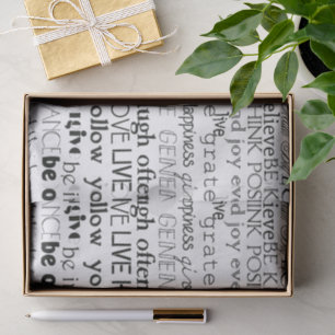Papier Mousseline Mots Inspirants Noir Blanc