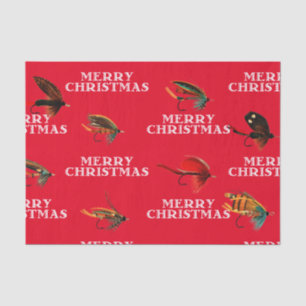 Papier Mousseline Mouches de pêche Joyeux cadeau de Noël Tissu