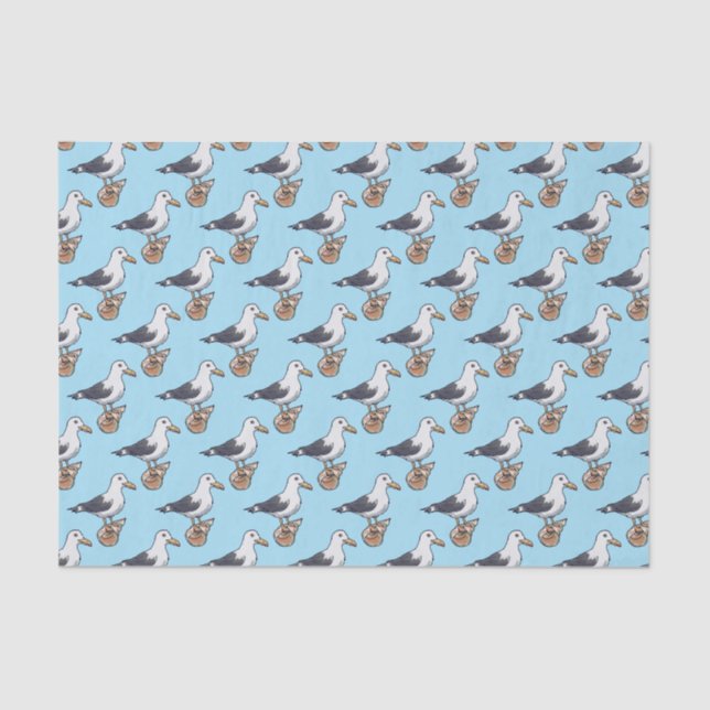 Papier Mousseline mouette de mer sur un motif de coquillage (Recto)