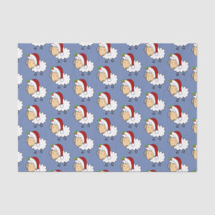 Papier Mousseline Mouton de Noël portant un chapeau de Père Noël
