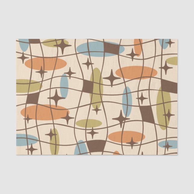 Papier Mousseline Moyen Siècle moderne de l'âge atomique Motif cosmi (Recto)