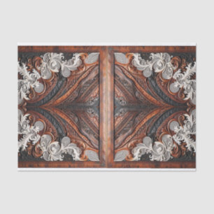 Papier Mousseline Multi-Couleurs Cuir & Aspect Lanières Mariage Rust