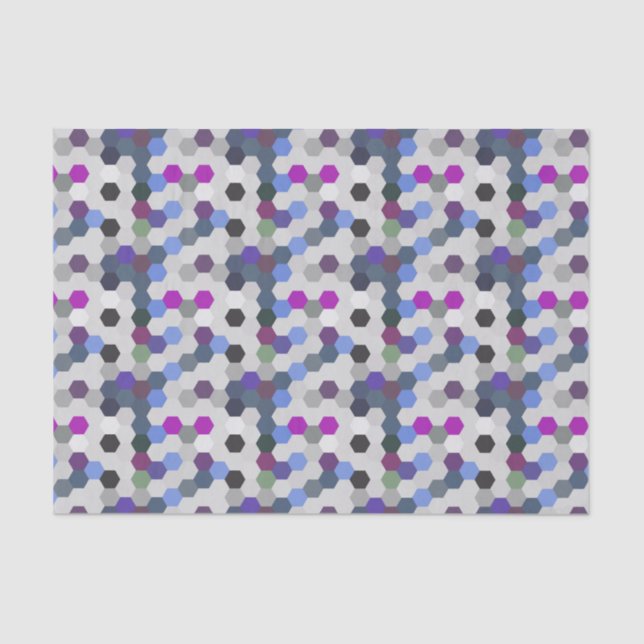 Papier Mousseline Multi Hexagons violet sans fil (Recto)