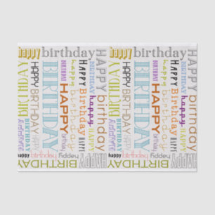 Papier Mousseline Multicolor Bonne Typographie Anniversaire Papier T