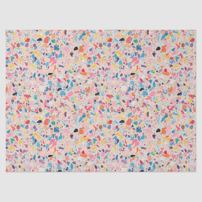 Papier Mousseline Multicolore Rainbow Terrazzo motif (Recto)