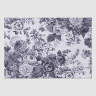 Papier Mousseline Mûre Toile floral vintage pourpre bleu No.3