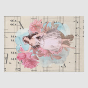 Papier Mousseline Musique de feuille féerique vintage florale de