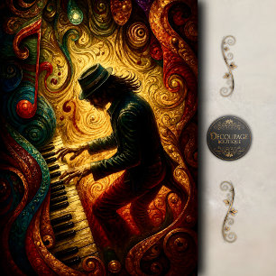 Papier Mousseline Musique de piano psychédélique Art Découpage