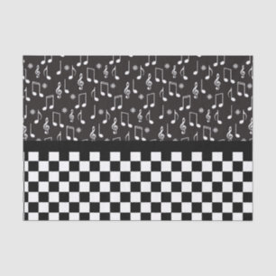 Papier Mousseline Musique et damier noir et blanc