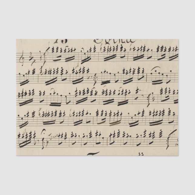 Papier Mousseline Musique feuille manuscrite vintage (Recto)