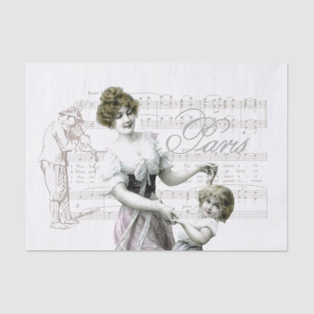 Papier Mousseline Musique Française Violoniste Danseuse Lady Girl Dé (Recto)