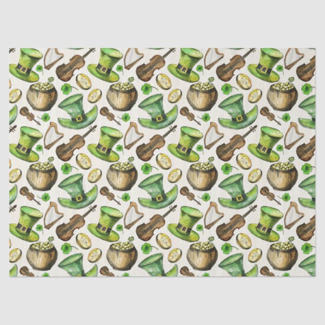 Papier Mousseline Musique irlandaise pour la Saint Patrick's Day (Recto)