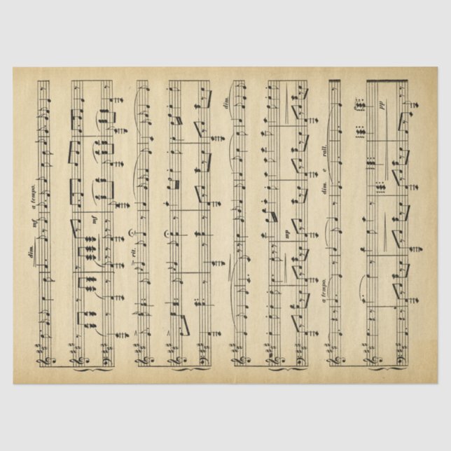 Papier Mousseline Musique Thème Antique Feuille Musique papier de ti (Recto)