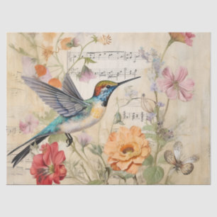 Papier Mousseline Musique vintage Floral Français Colibri Art