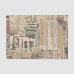 Papier Mousseline musique vintage note guitare violon musicien Motif