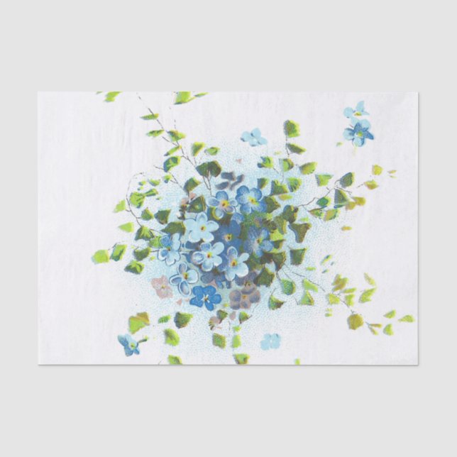 Papier Mousseline Myosotis des marais vintages bleus (Recto)