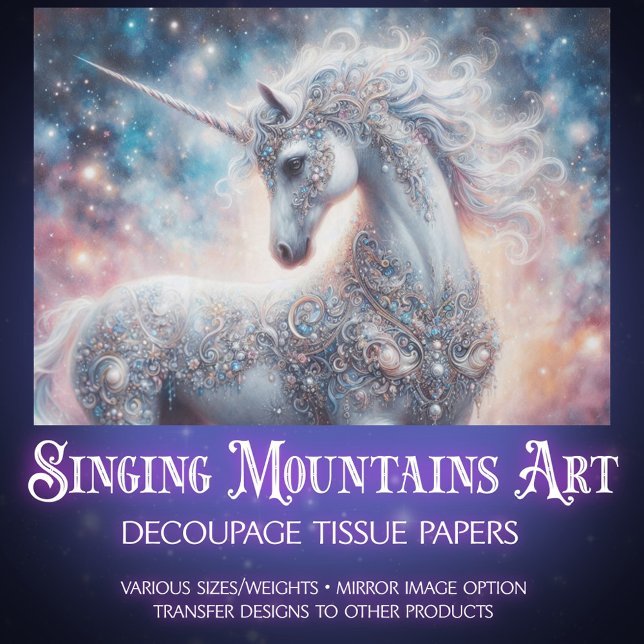 Papier Mousseline Mystical Unicorn Galaxy Decoupage  (Créateur téléchargé)