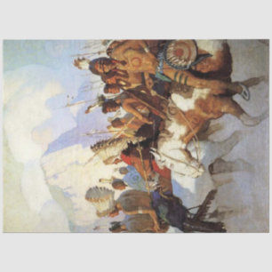 Papier Mousseline N C Wyeth Western Peinture "The War Party"