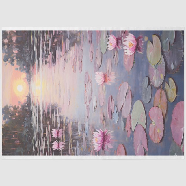 Papier Mousseline Nappes D'Eau Lily Plaquettes Peinture Découpage (Recto)