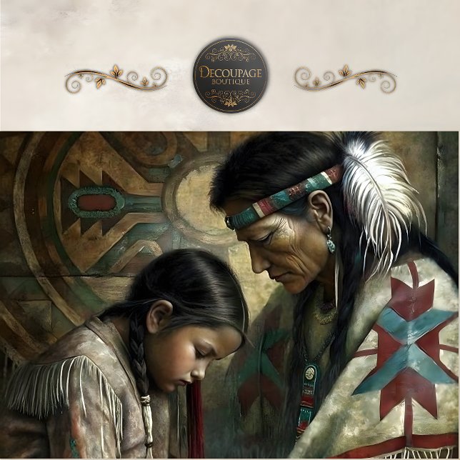 Papier Mousseline Native American Elder & Child Prayer Decoupage (Native American Elder & Child Prayer Decoupage Tissue Paper)