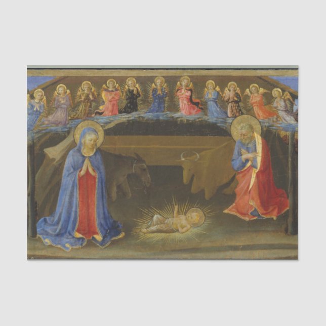 Papier Mousseline Nativité Anges Mère Marie Bébé Jésus Noël (Recto)
