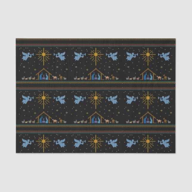 Papier Mousseline Nativité Knit Vilain Chéri de Noël Chrétien (Recto)