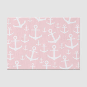 Papier Mousseline Nautique rougissent le motif rose et blanc d'ancre