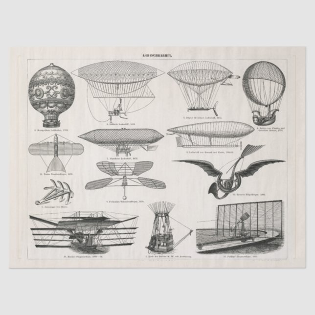 Papier Mousseline Navigation aérienne (1897) Ephemera Decoupage (Recto)