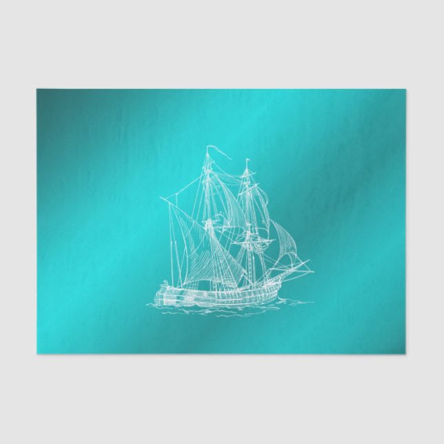 Papier Mousseline navire en bleu (Recto)