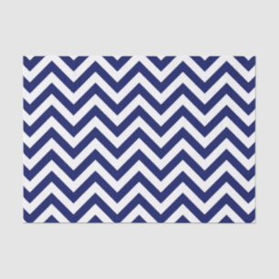 Papier Mousseline Navy Blue and White Large Chevron Zig Zag