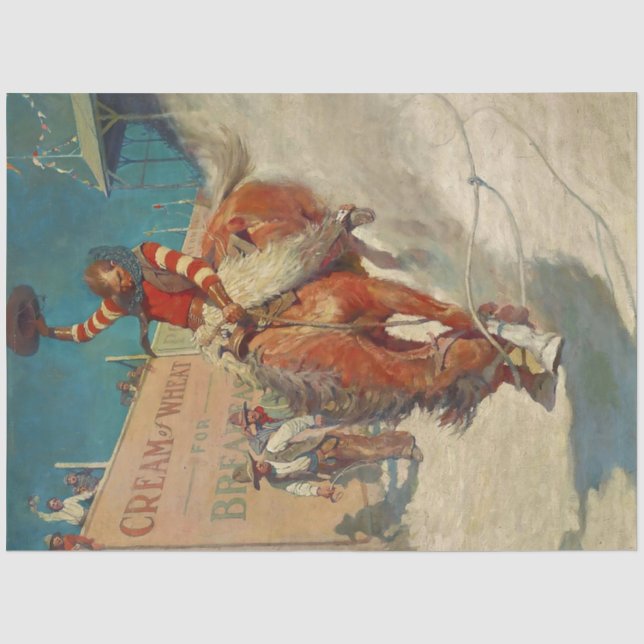 Papier Mousseline NC Wyeth Peinture historique "Le Rodéo" (Recto)