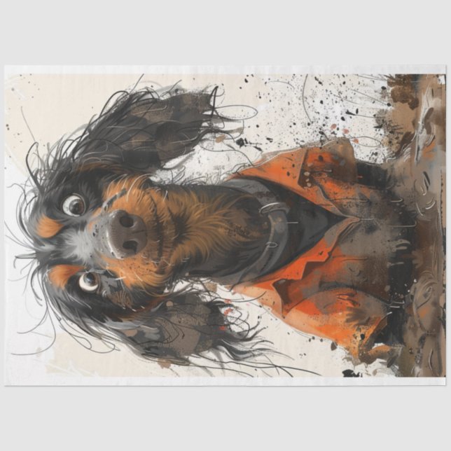 Papier Mousseline Ne l'a pas fait Dachshund Dog Decoupage (Recto)