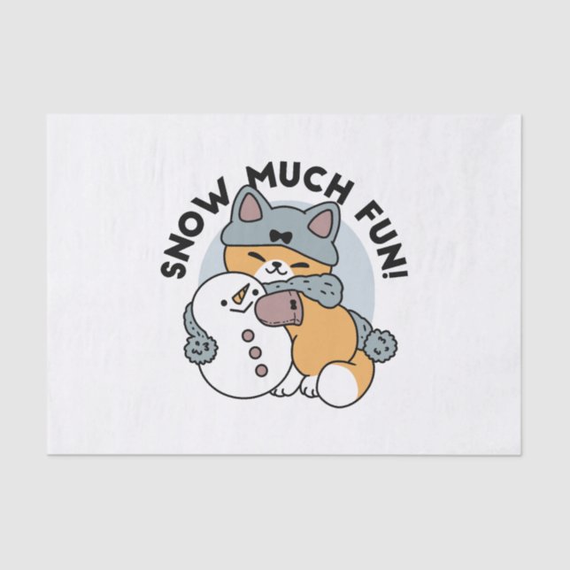 Papier Mousseline Neige beaucoup amusant Chat hiver vacances Design (Recto)