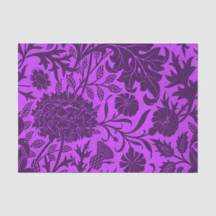 Papier Mousseline néon vintage et motif floral violet foncé