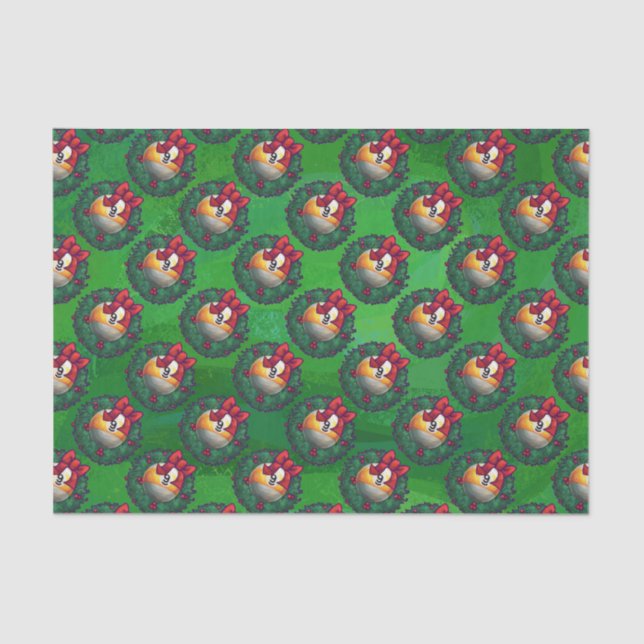 Papier Mousseline Neuf boule dans la couronne Motif sur vert (Recto)