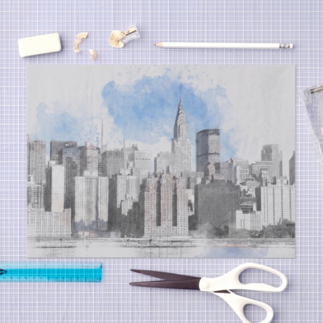 Papier Mousseline New York City Manhattan Skyline Tissu Papier papie (Artisanat)