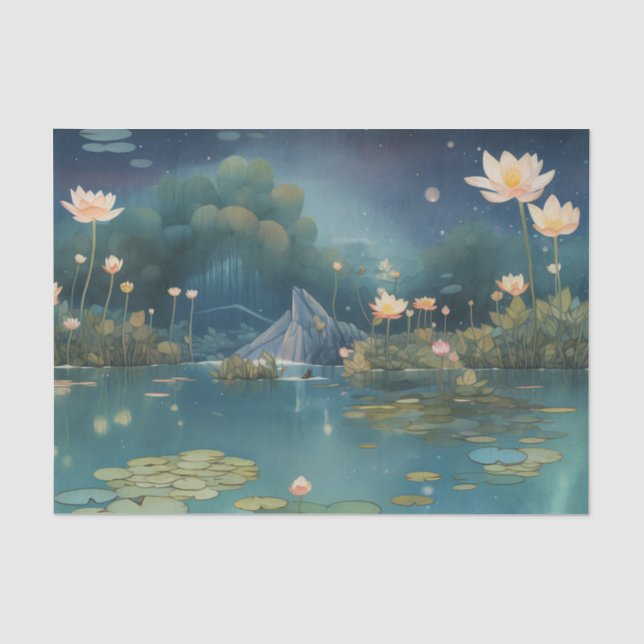 Papier Mousseline Nightime Pond (Recto)