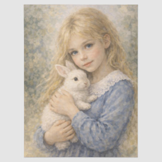 Papier Mousseline niña dulce con conejo