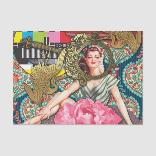 Papier Mousseline No Signal - Collage numérique Cheeky Lady (Recto)