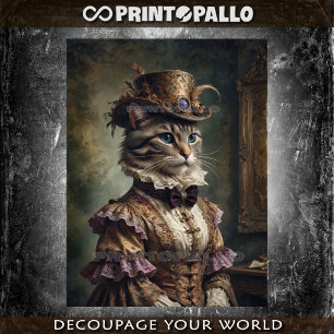 Papier Mousseline Noble Milady Chat en robe victorienne élégante
