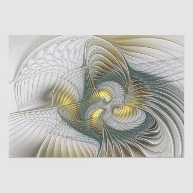 Papier Mousseline Nobly Golden Turquoise Imaginaire Fractal Art (Recto)