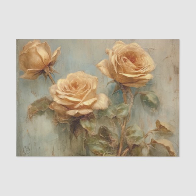 Papier Mousseline Noces Florales Roses Péches Romantiques (Recto)