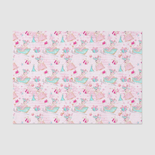 Papier Mousseline Noël à Pink & Aqua Beach (Recto)